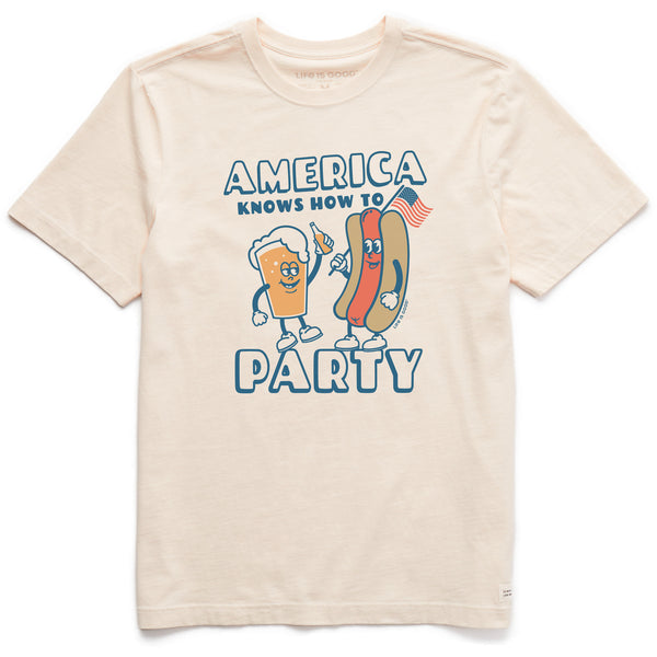 life is good Men's America Knows How to Party Short Sleeve Crusher Tee