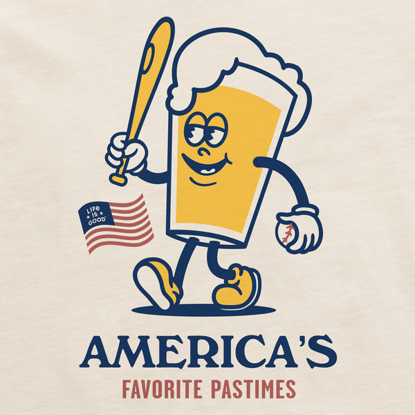 Life Is Good Men's America's Favorite Baseball Beer Short Sleeve Crusher Tee