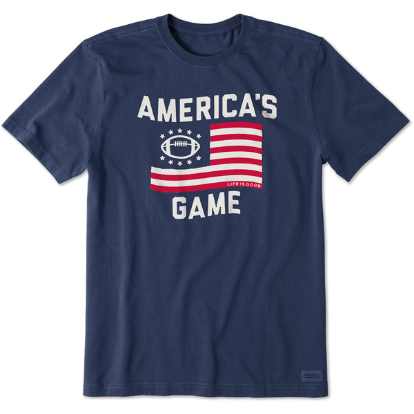 Life Is Good Men's America's Game Football Short Sleeve Tee