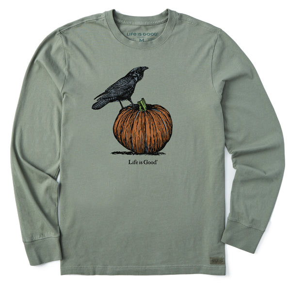 life is good Men's Antique Raven u0026 Pumpkin Long Sleeve Crusher Tee