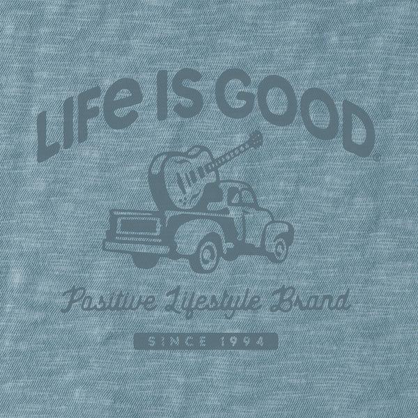 Life Is Good Men's Art Of Optimism Truck W Guitar Long Sleeve Slub Hoodie