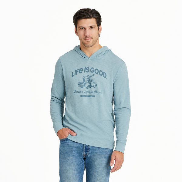 life is good Men's Art of Optimism Truck w Guitar Long Sleeve Slub Hoodie