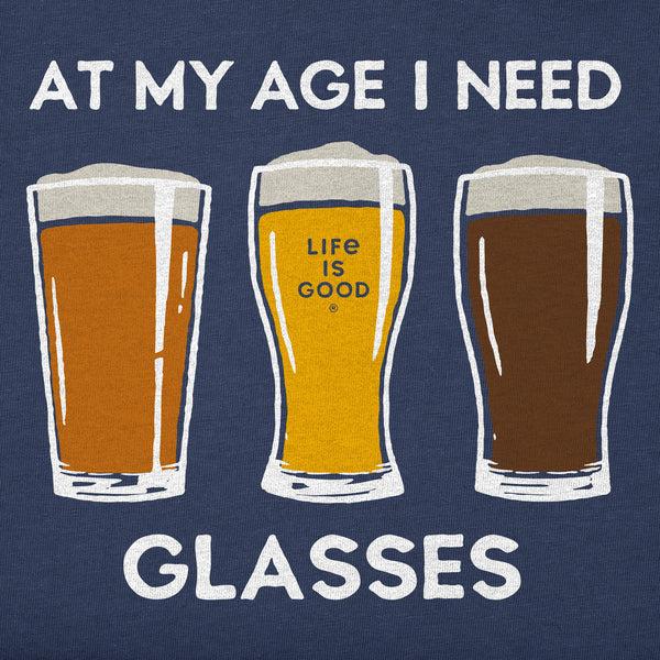 Life Is Good Men's At My Age Beer Glasses Short Sleeve Tee