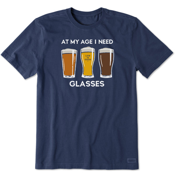 life is good Men's At My Age Beer Glasses Short Sleeve Tee