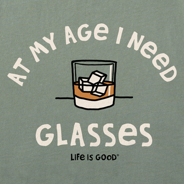 Life Is Good Men's At My Age Whiskey Glasses Short Sleeve Tee