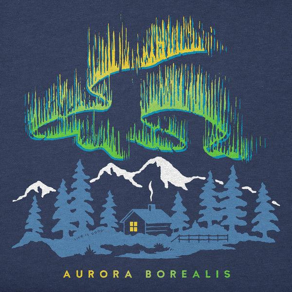 Life Is Good Men's Aurora Borealis Cabin Long Sleeve Crusher Tee