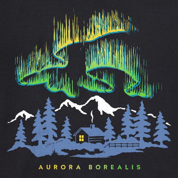 Life Is Good Men's Aurora Borealis Cabin Long Sleeve Crusher Tee