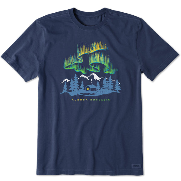 life is good Men's Aurora Borealis Cabin Short Sleeve Crusher Tee