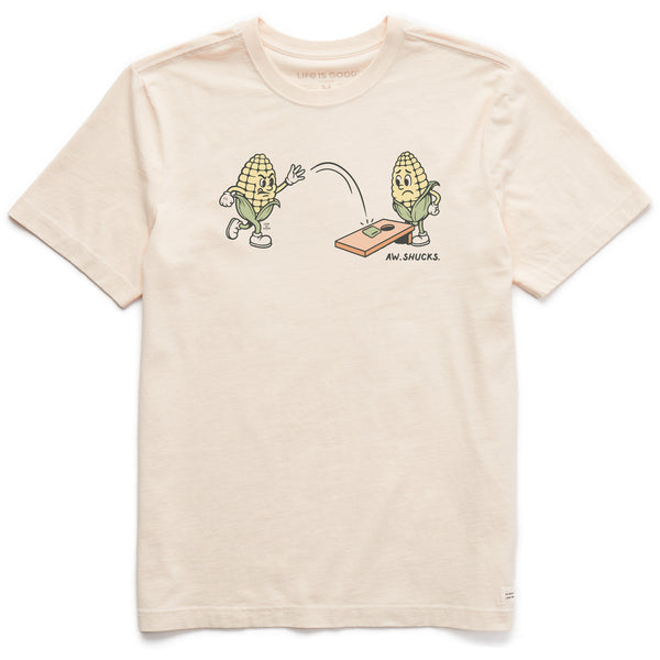 life is good Men's Aw Shucks Cornhole Short Sleeve Crusher Tee