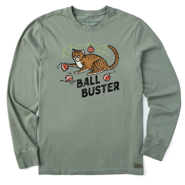 life is good Men's Ball Buster Cat Long Sleeve Crusher Tee
