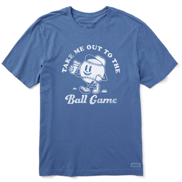 life is good Men's Ball Game w Beer Short Sleeve Crusher Tee