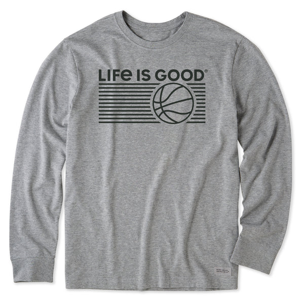 life is good Men's Basketball Stripes Long Sleeve Crusher Tee