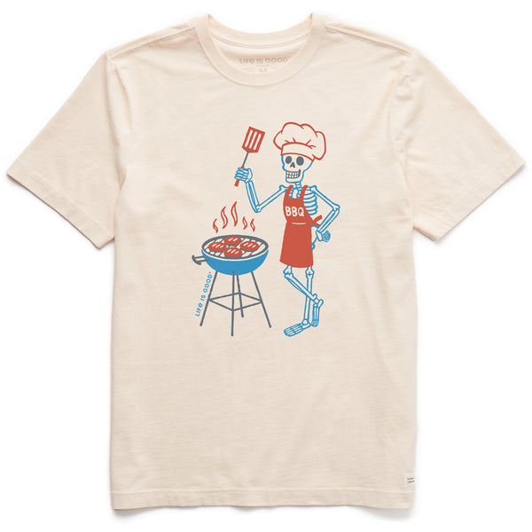life is good Men's BBQ Skeleton Short Sleeve Crusher Tee
