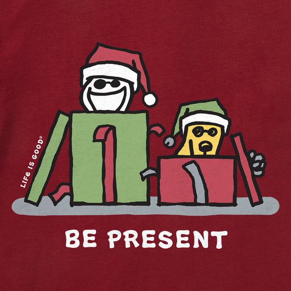 Life Is Good Men's Be Present Jake And Rocket Long Sleeve Crusher Tee