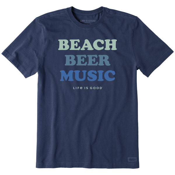 life is good Men's Beach Beer Music Short Sleeve Crusher Tee