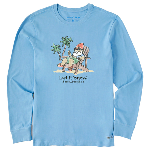 life is good Men's Beach Gnome Let it Snow Somewhere Else Long Sleeve Crusher Tee