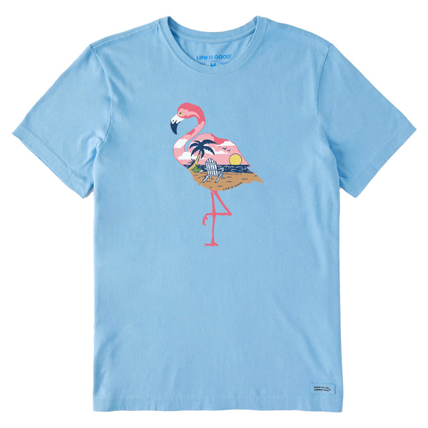 life is good Men's Beachy Flamingo Short Sleeve Crusher-LITE Tee