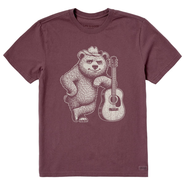 life is good Men's Bear Guitar Short Sleeve Crusher Tee