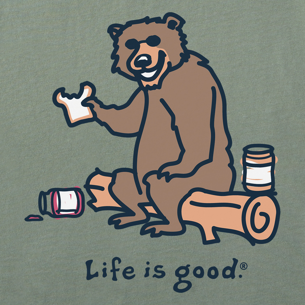 Life Is Good Men's Bear PBu0026J Short Sleeve Crusher Tee