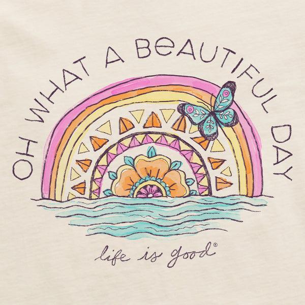 Life Is Good Men's Beautiful Day Butterfly Rainbow Short Sleeve Crusher Tee