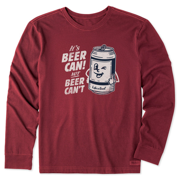 life is good Men's Beer Can Long Sleeve Crusher Tee