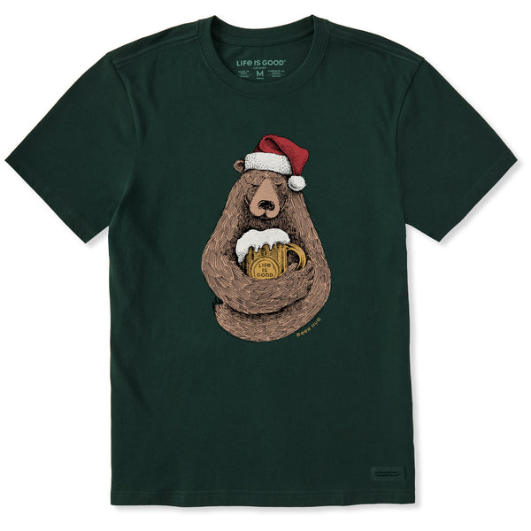 Life Is Good Men's Beer Hug Santa Bear Short Sleeve Crusher Tee