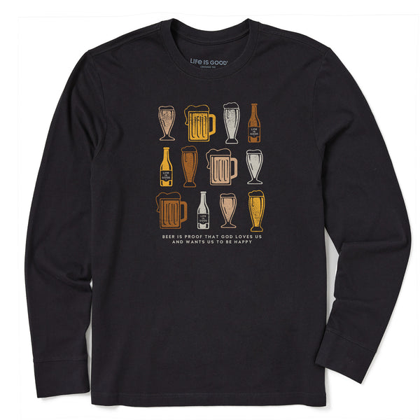life is good Men's Beer is Proof Long Sleeve Crusher Tee