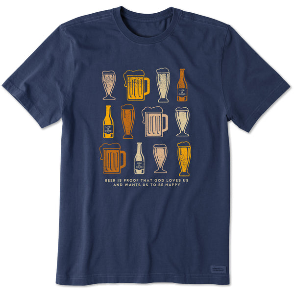 life is good Men's Beer is Proof Short Sleeve Crusher Tee