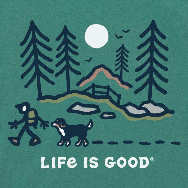 Life Is Good Men's Bernese Hiking Through The Woods Short Sleeve Crusher Tee
