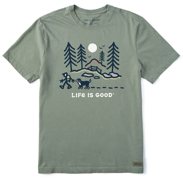 Life Is Good Men's Bernese Hiking Through The Woods Short Sleeve Crusher Tee
