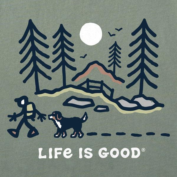 Life Is Good Men's Bernese Hiking Through The Woods Short Sleeve Crusher Tee