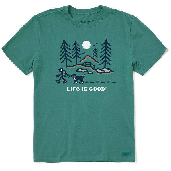 life is good Men's Bernese Hiking Through the Woods Short Sleeve Crusher Tee