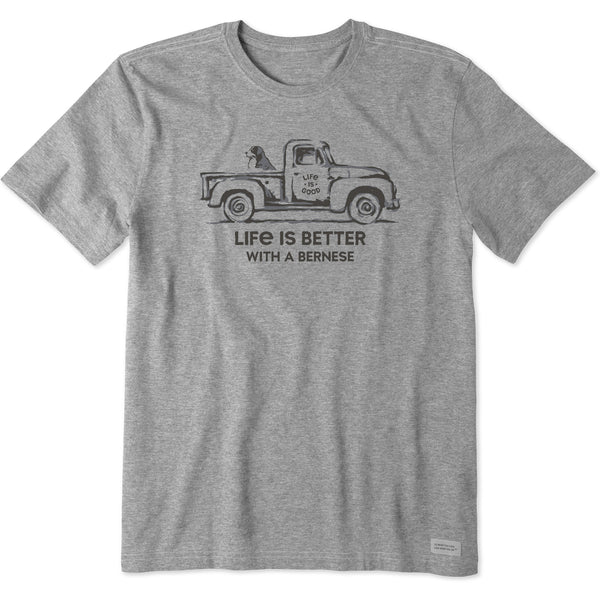 Life Is Good Men's Better With A Bernese Truck Short Sleeve Tee