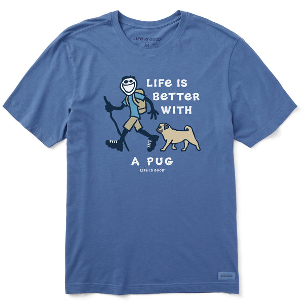 life is good Men's Better With a Pug Jake Short Sleeve Crusher Tee