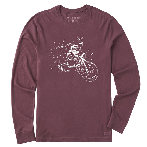 life is good Men's Big Wheel Santa Long Sleeve Crusher Tee