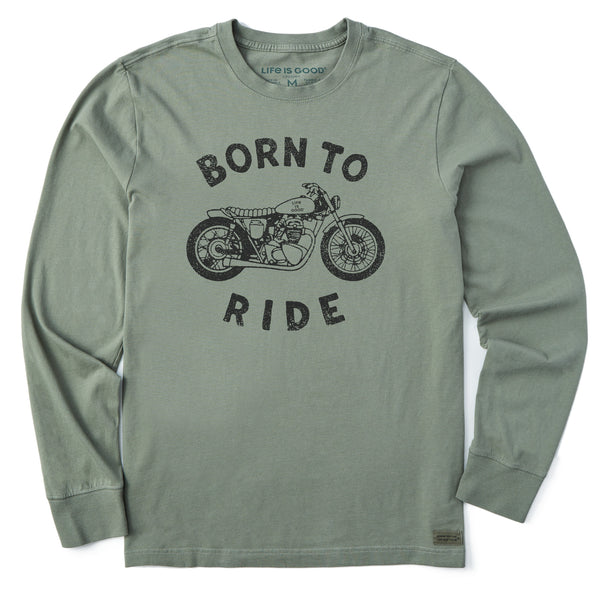Life Is Good Men's Born To Ride Motorcycle Long Sleeve Crusher Tee