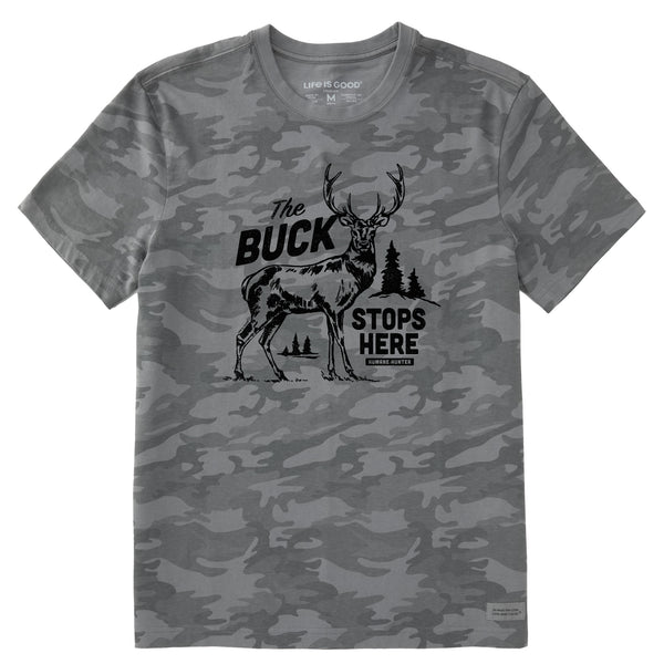 life is good Men's Buck Stops Here Short Sleeve Allover Printed Crusher Tee