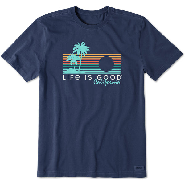 life is good Men's California Rainbow Palms Short Sleeve Crusher Tee