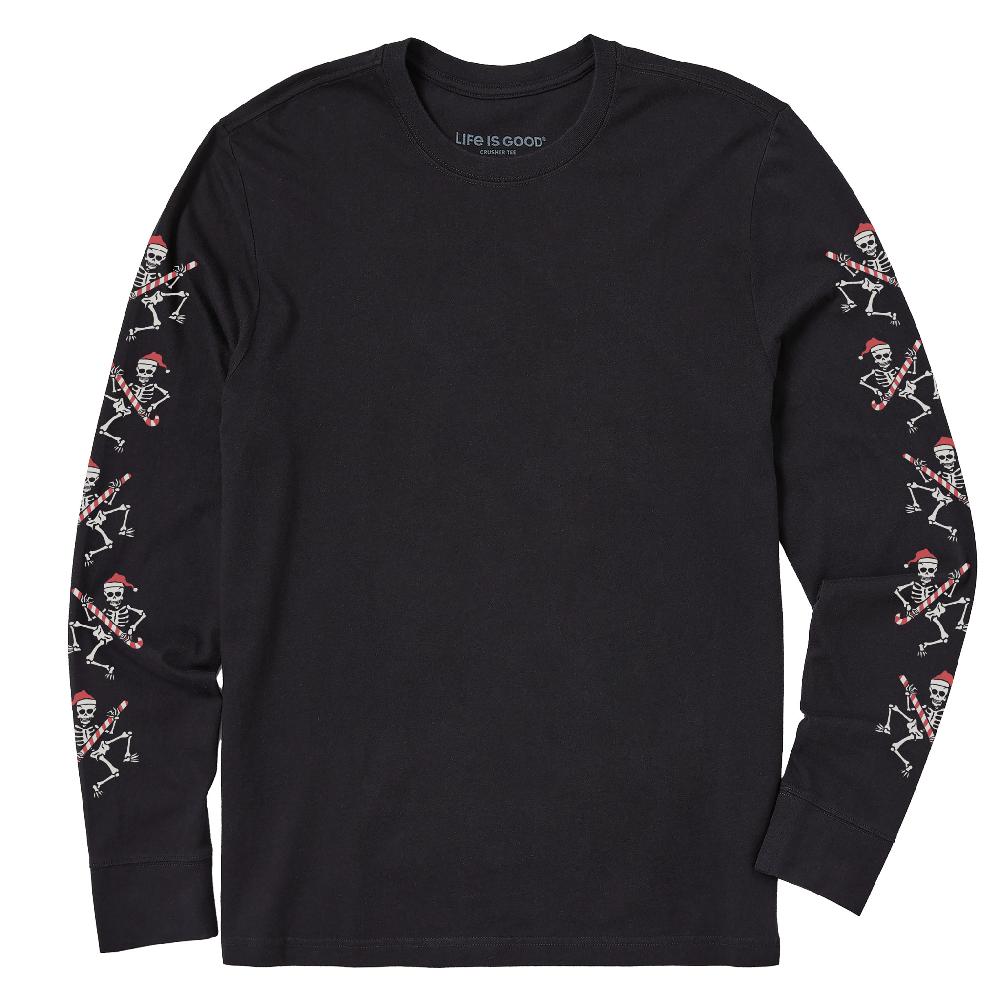 life is good Men's Candy Cane Skeletons Long Sleeve Crusher Tee