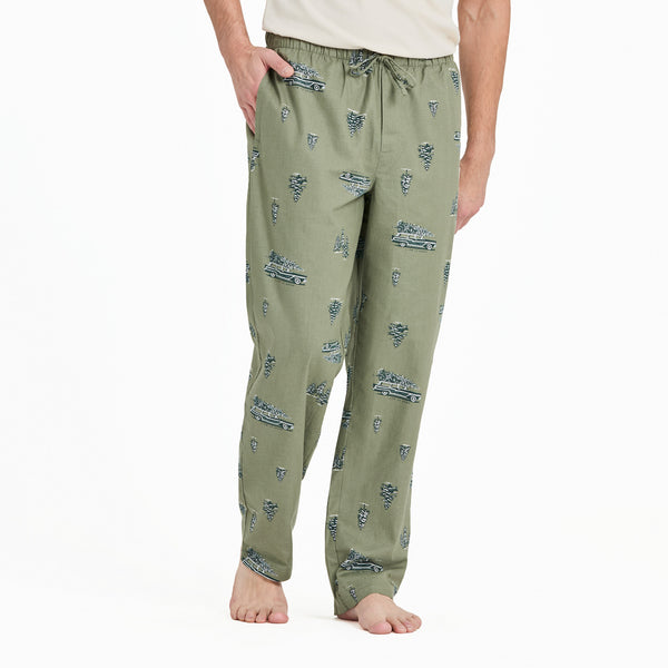life is good Men's Christmas Tree Wagon Pattern Classic Sleep Pant