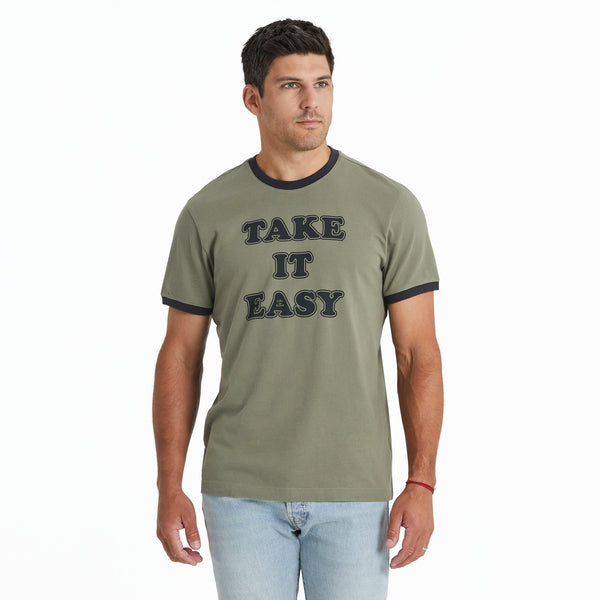 life is good Men's Cooper Take It Easy Classic Crusher Ringer Tee