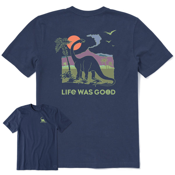 life is good Men's Dinosaur Life was Good Short Sleeve Crusher Tee