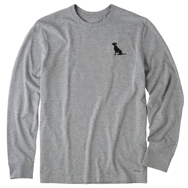 Life Is Good Men's Embroidered Sitting Dog Long Sleeve Crusher Tee