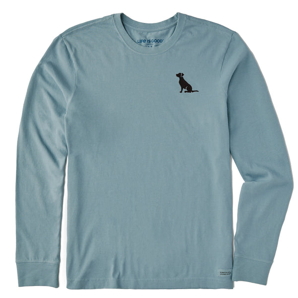 life is good Men's Embroidered Sitting Dog Long Sleeve Crusher Tee