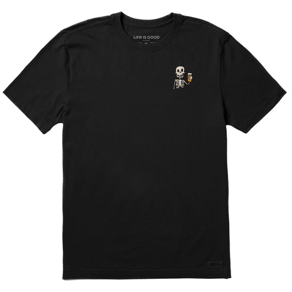 life is good Men's Embroidered Skeleton Beer Short Sleeve Crusher Tee