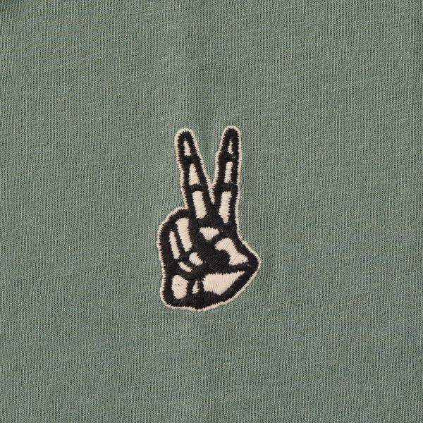 Life Is Good Men's Embroidered Skeleton Peace Hand Short Sleeve Crusher Tee