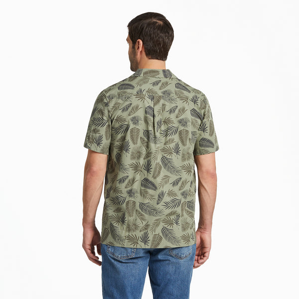 Life Is Good Men's Falling Ferns Pattern Camp Shirt