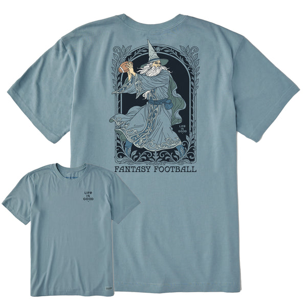 life is good Men's Fantasy Football Wizard QB Short Sleeve Crusher Tee