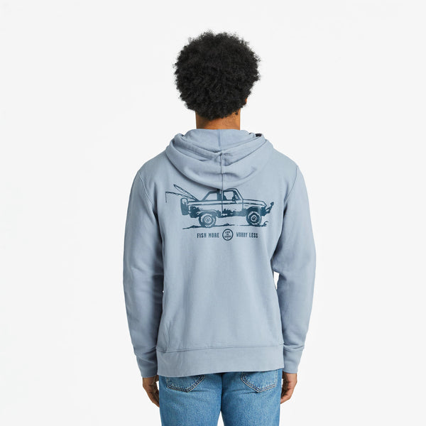 life is good Men's Fish More Truck Simply True Fleece Zip Hoodie