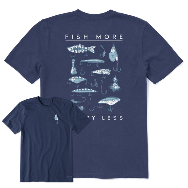 Life Is Good Men's Fish More Worry Less Hooks And Tackle Short Sleeve Tee